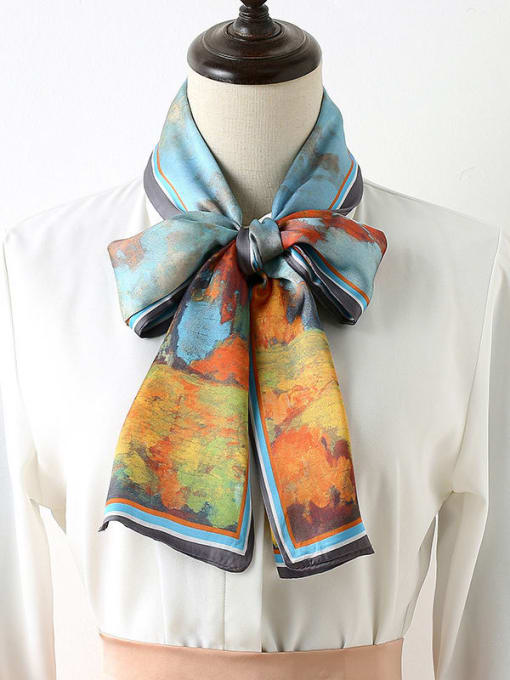 Silk Story Women Spring Polyester painting 15*150cm  Rectangle Scarf 1