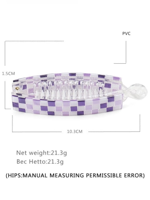 Plaid purple Alloy  PVC Minimalist Geometric Multi Color Hair Barrette