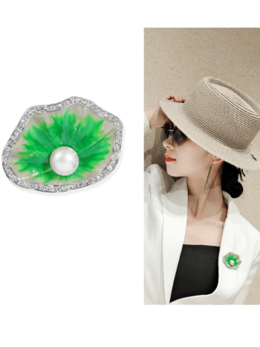XIXI Alloy Imitation Pearl Enamel Flower Trend Brooch 2
