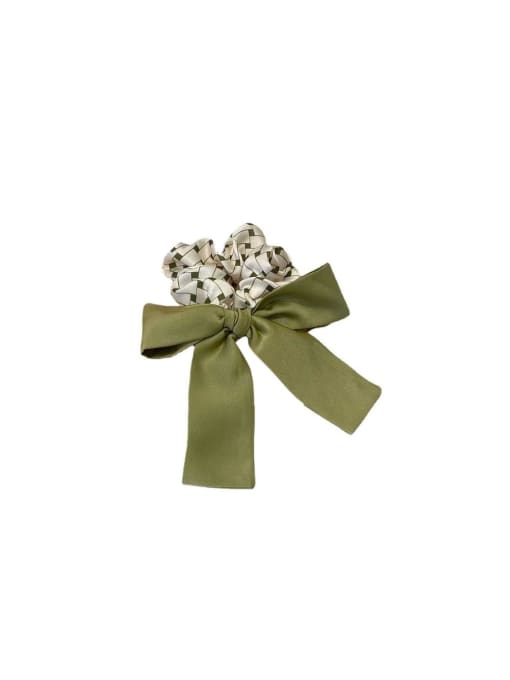 COCOS Satin Vintage Matcha Green Pearl Bow Hair Barrette
