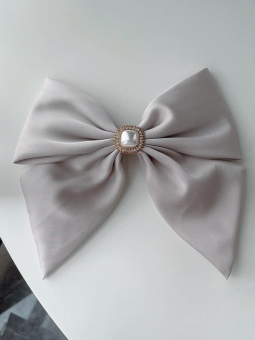 silver grey Trend satin pearl bow Hair Barrette/Multi-Color Optional