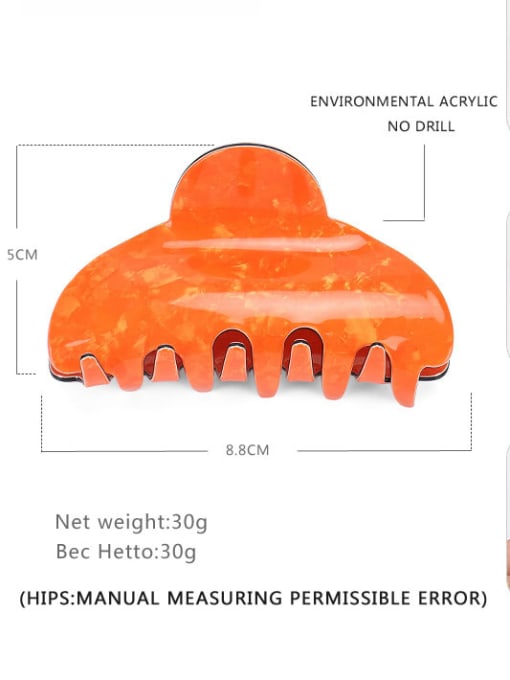 orange Acrylic Minimalist Geometric Alloy Jaw Hair Claw