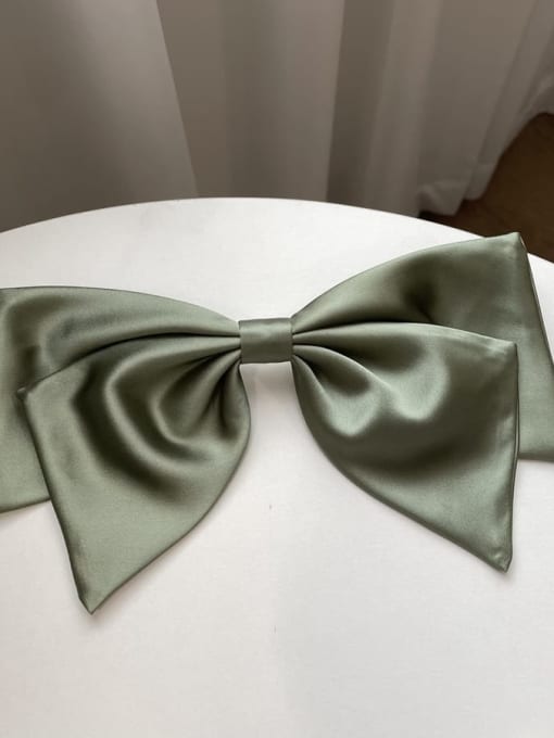 Emerald Satin Cute Silky Textured Large Bow Hair Barrette