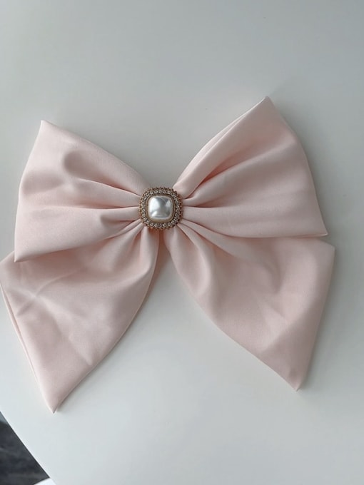Pink Trend satin pearl bow Hair Barrette/Multi-Color Optional
