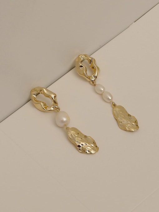 14k Gold Plating Copper Alloy Freshwater Pearl Trend Korean Fashion Earring
