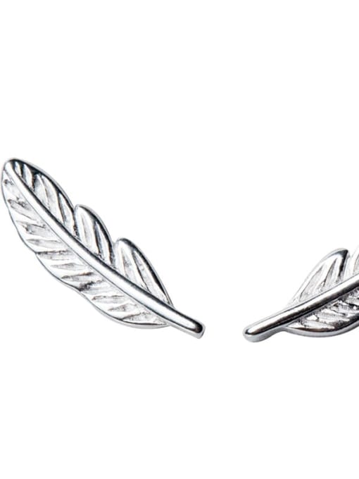 Rosh 925 Sterling Silver Feather Minimalist Stud Earring 4