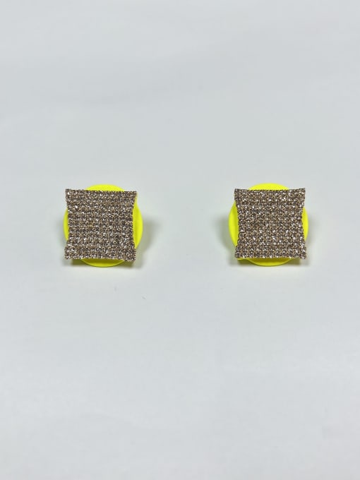 Fluorescent color Zinc Alloy Cubic Zirconia Enamel Irregular Trend Stud Earring