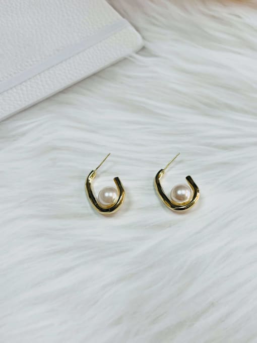 KEVIN Brass Imitation Pearl Irregular Minimalist Stud Earring 0