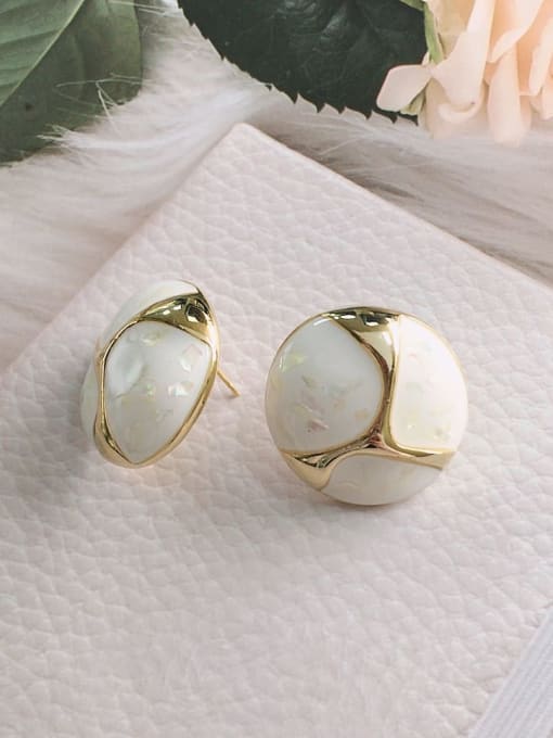 KEVIN Zinc Alloy Shell Round Trend Stud Earring 2
