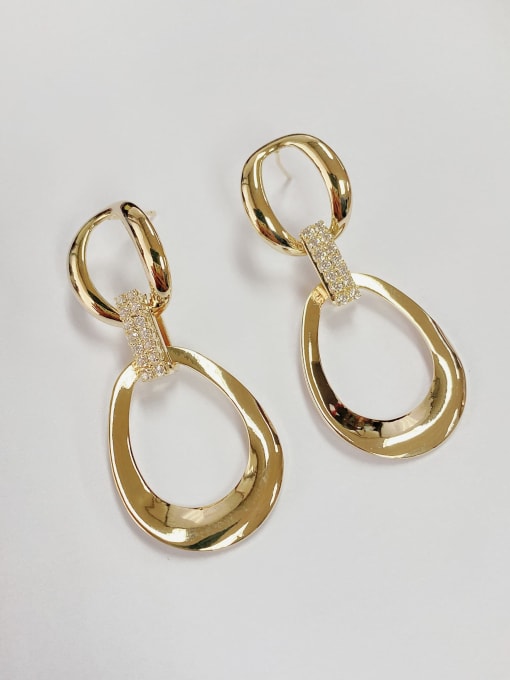 KEVIN Brass Cubic Zirconia Oval Trend Drop Earring
