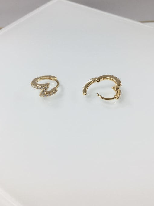 KEVIN Brass Cubic Zirconia Irregular Dainty Huggie Earring 1