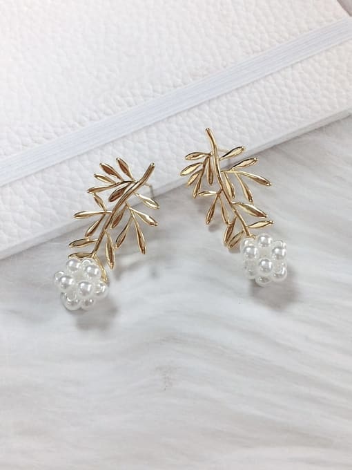 KEVIN Brass Imitation Pearl Tree of Life Trend Drop Earring 0