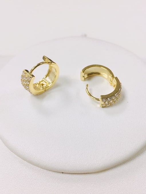 KEVIN Brass Cubic Zirconia Round Minimalist Huggie Earring 0