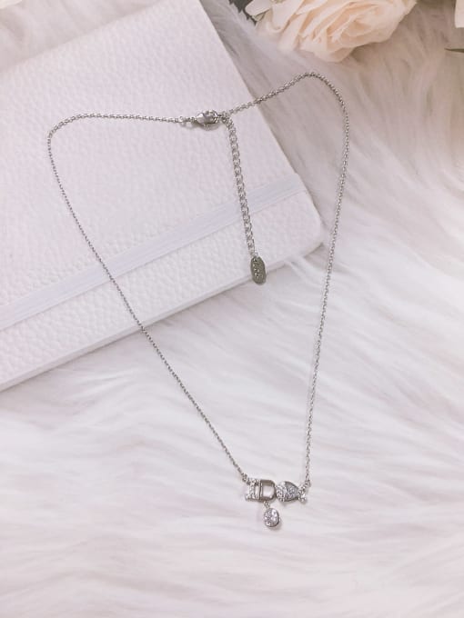 KEVIN Cubic Zirconia Mermaid Dainty Initials Necklace 0