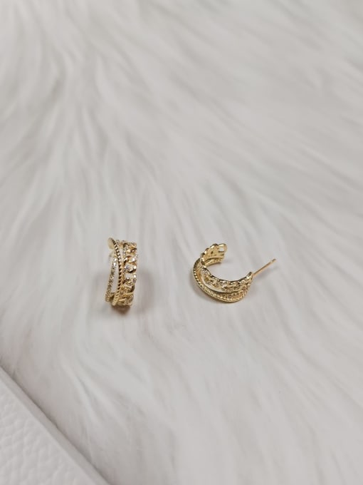 KEVIN Brass Cubic Zirconia Irregular Minimalist Stud Earring