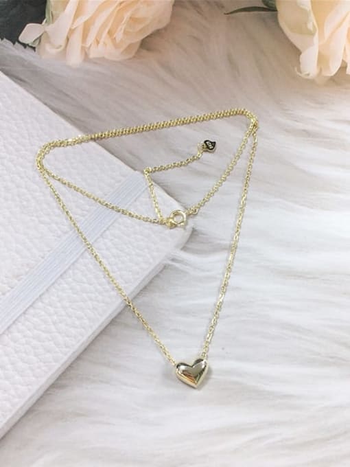 Gold 925 Sterling Silver Heart Dainty Initials Necklace