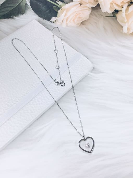 KEVIN 925 Sterling Silver Cubic Zirconia Heart Dainty Initials Necklace 1