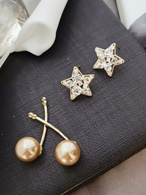 KEVIN Brass Imitation Pearl Star Trend Drop Earring 2