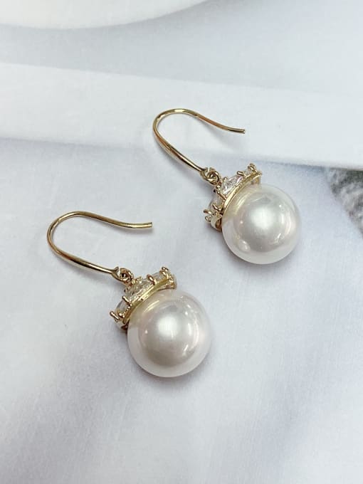 KEVIN Brass Imitation Pearl Round Trend Hook Earring 1