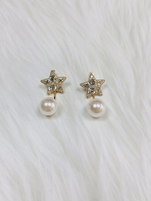 KEVIN Brass Imitation Pearl Star Trend Drop Earring 0