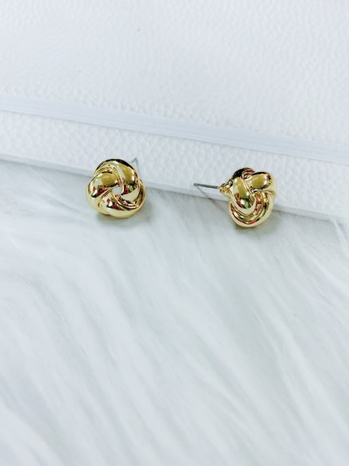 golden Zinc Alloy Weave Minimalist Stud Earring