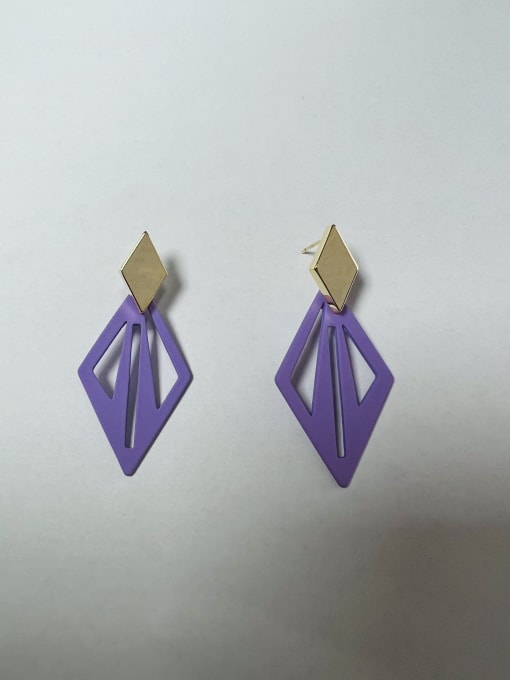 Purple Zinc Alloy Enamel Geometric Trend Drop Earring