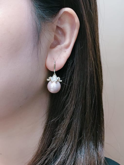 KEVIN Brass Imitation Pearl Ball Trend Hook Earring 1