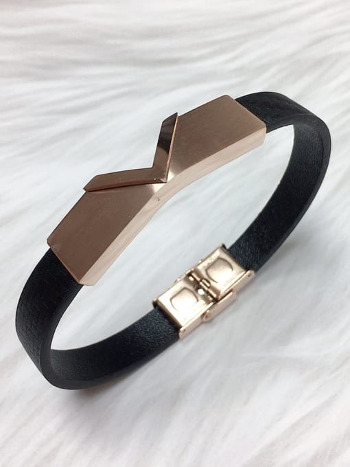 Rose Stainless steel Leather Letter Trend Bracelet