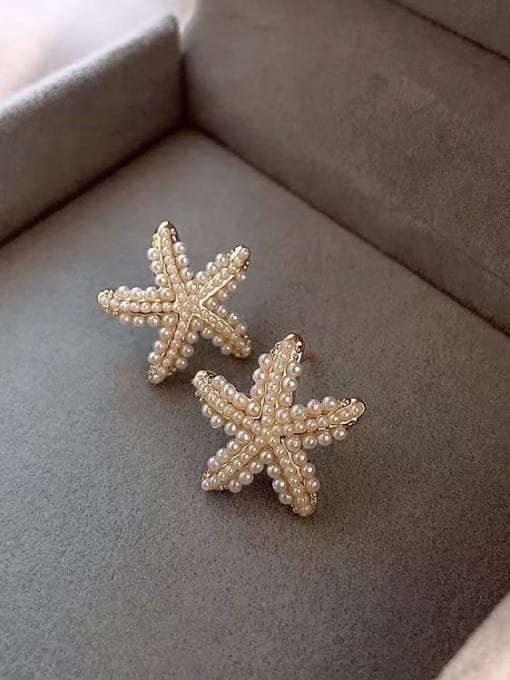 KEVIN Zinc Alloy Imitation Pearl Star Trend Stud Earring 0
