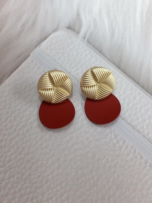Red Zinc Alloy Round Trend Drop Earring