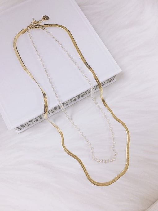 KEVIN Stainless steel Imitation Pearl Irregular Trend Multi Strand Necklace
