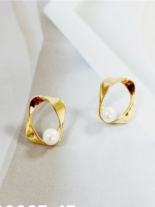 KEVIN Brass Imitation Pearl Irregular Trend Stud Earring
