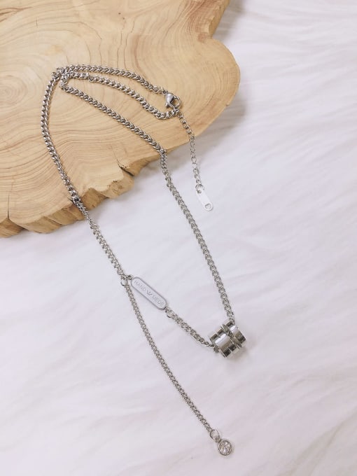 KEVIN Stainless steel Rhinestone Cone Minimalist Link Necklace 1