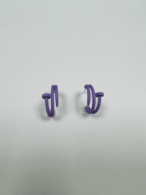 Purple Brass Enamel Irregular Trend Stud Earring