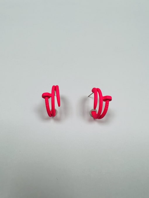 Peach red Brass Enamel Irregular Trend Stud Earring