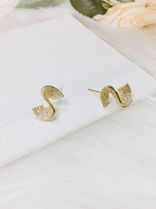 KEVIN Brass Cubic Zirconia Irregular Dainty Stud Earring