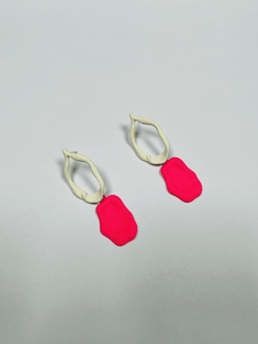 White and Peach Red Zinc Alloy Enamel Irregular Trend Drop Earring
