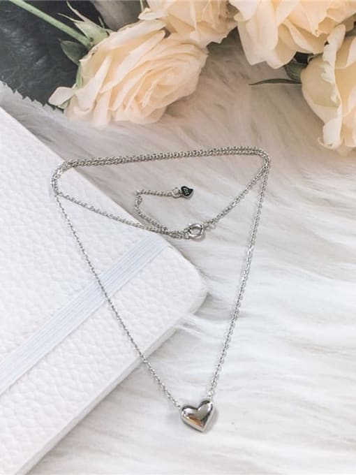 Silver 925 Sterling Silver Heart Dainty Initials Necklace