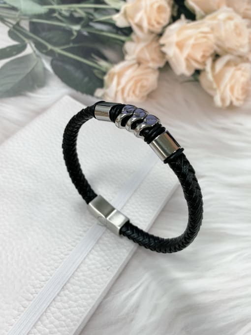 HE-IN Stainless steel Leather Irregular Trend Bracelet