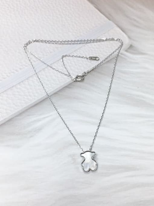 KEVIN 925 Sterling Silver Shell Panda Dainty Initials Necklace