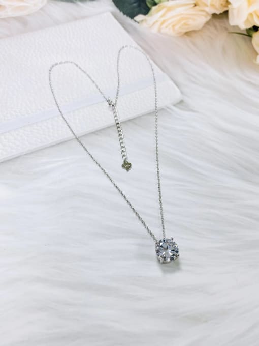 KEVIN 925 Sterling Silver Cubic Zirconia Round Dainty Initials Necklace