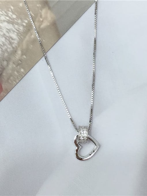 KEVIN 925 Sterling Silver Cubic Zirconia Heart Dainty Locket Necklace 0
