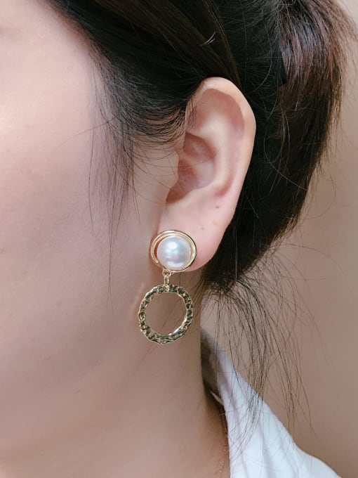KEVIN Zinc Alloy Imitation Pearl Round Trend Drop Earring 1