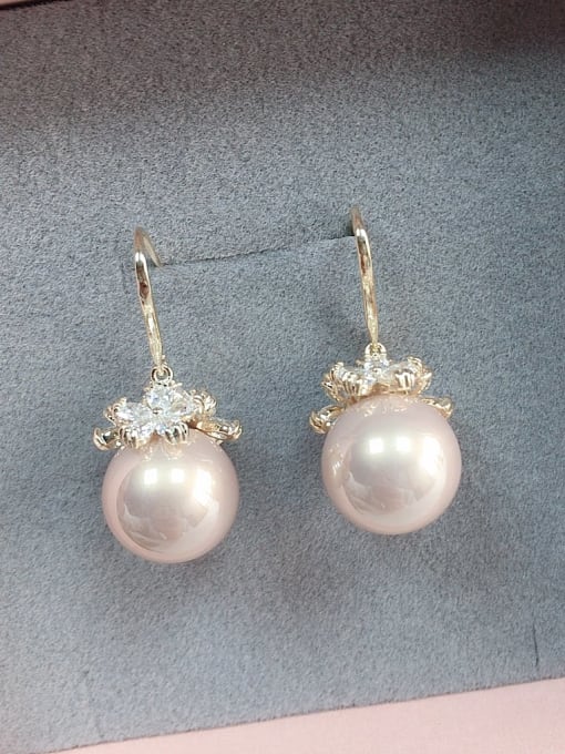 KEVIN Brass Imitation Pearl Ball Trend Hook Earring 0