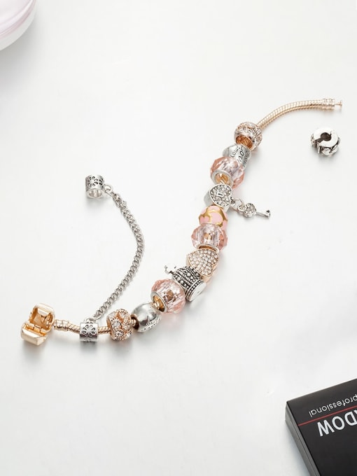 KEVIN Copper Alloy Crystal White Enamel Crown Luxury Charm Bracelet 1