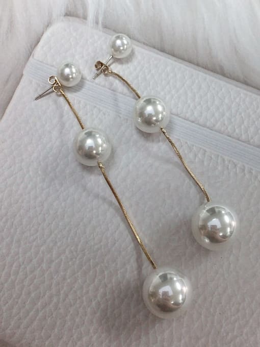 KEVIN Zinc Alloy Imitation Pearl Round Statement Threader Earring 2