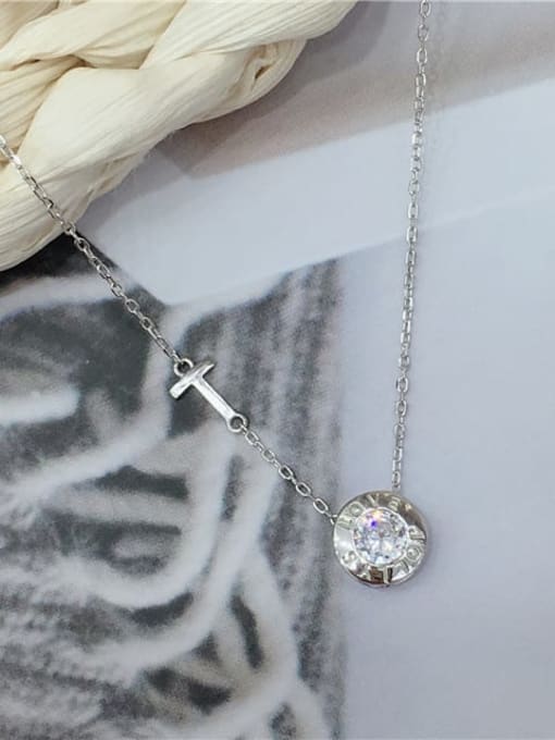 KEVIN 925 Sterling Silver Cubic Zirconia Cross Dainty Initials Necklace 0