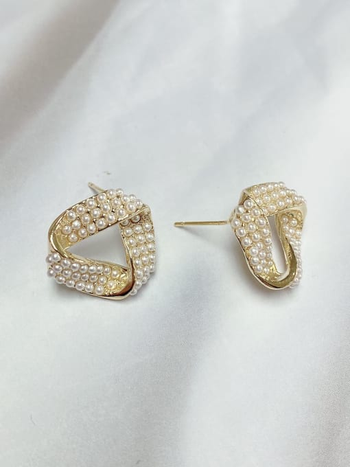KEVIN Zinc Alloy Imitation Pearl Triangle Trend Stud Earring 1
