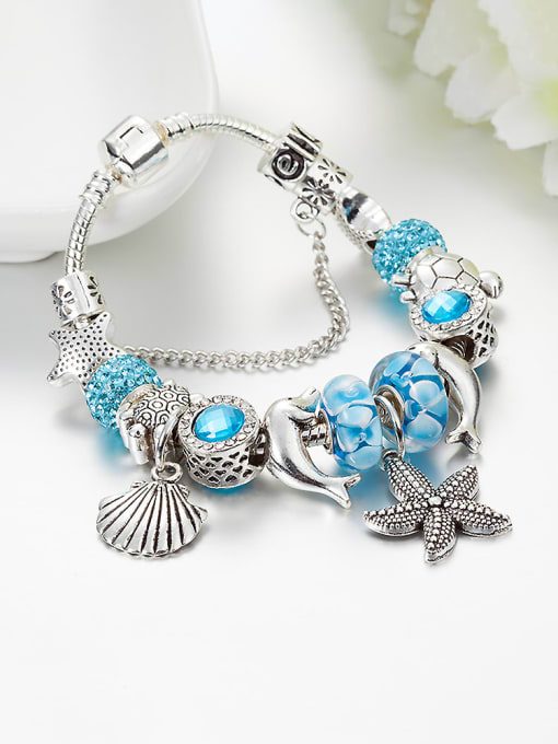 KEVIN Copper Alloy Glass Stone Blue Glass beads Animal Luxury Charm Bracelet 0