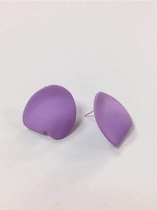 Purple Zinc Alloy Enamel Irregular Trend Stud Earring